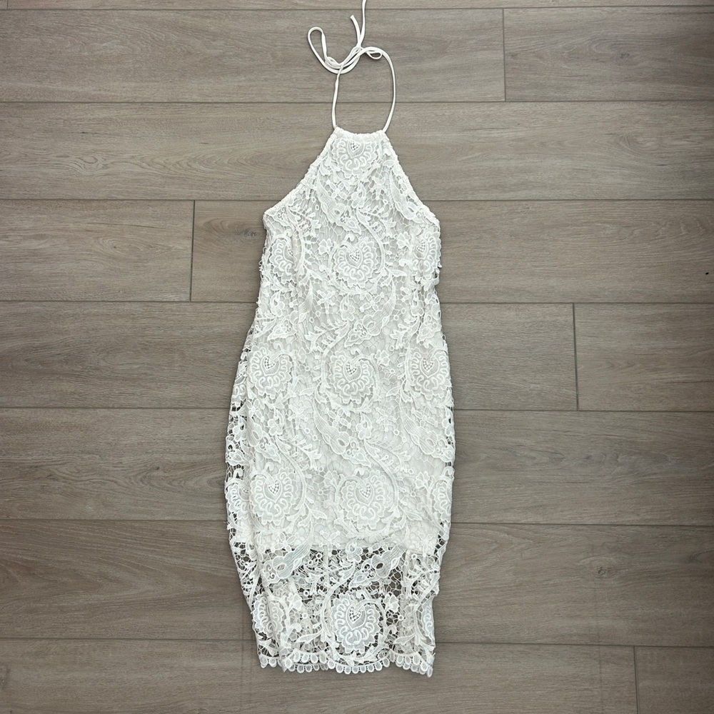Express White Lace Fitted Halter Dress Size 0